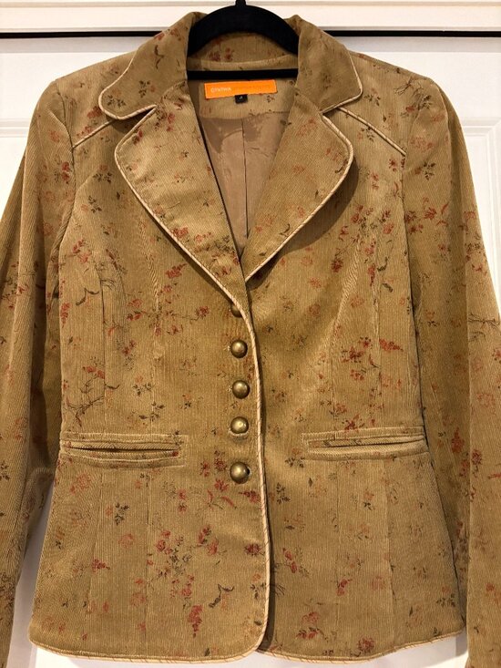Cynthia Steffe Jackets & Blazers - Vintage Cynthia Steffe Brown Floral Print Corduroy Blazer/Jacket, Size 4